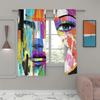 2Pcs Abstract Curtains Woman Face Art Composition Paint Strokes And Splashes Eye Red Lips Pattern Window Drapes Ai2