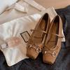 Sheepskin Version~ Grape Mother Same French Bow Pig Nose Versatile Mary Jane Shoes Flat Leather Single Shoes Women