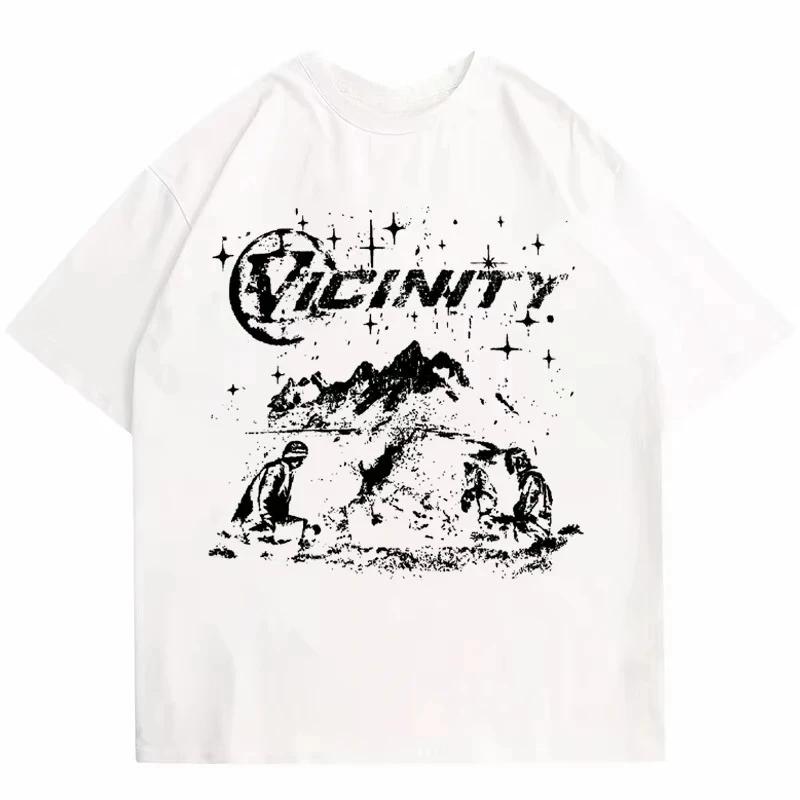Street Wear Harajuku Hip-hop Men's T-shirt Y2k Retro Oversized Short Sleeved Printed T-shirt Fashionable Cotton Retro Aesthetics