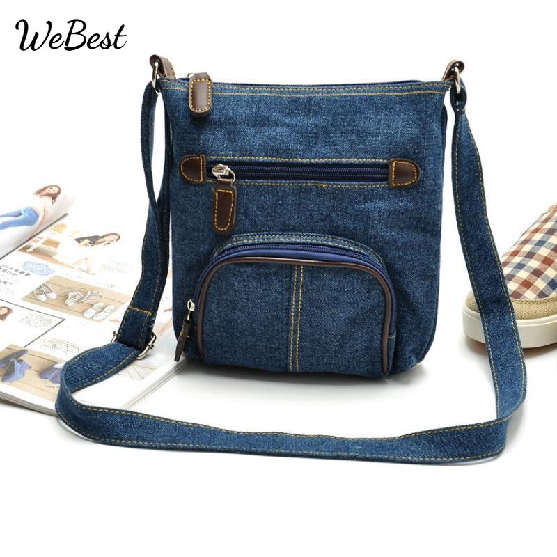 

Single Shoulder Cross Denim Casual Women s Bag небо синє кольору