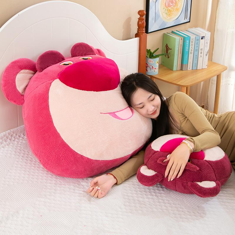 Strawberry Bear Throw Pillow Bedroom Bedside Cushion Large Backrest Student Dormitory by Playing Mobile Phone Bed Pillow Gift Girl