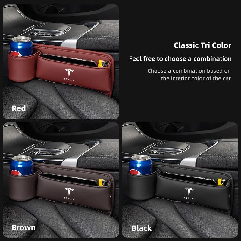 Adesivo per Auto 2025 Scatola Portaoggetti Calda per Spazio Sedile Auto Organizer Multifunzione Portabicchieri Per Tesla Model-Y Model-3 Model-X Model-S Cyber