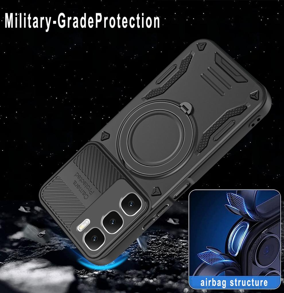 For Infinix Hot 60i 4G / 60 5G Magnetic Case Shockproof TPU + PC Phone Back Cover with Kickstand
