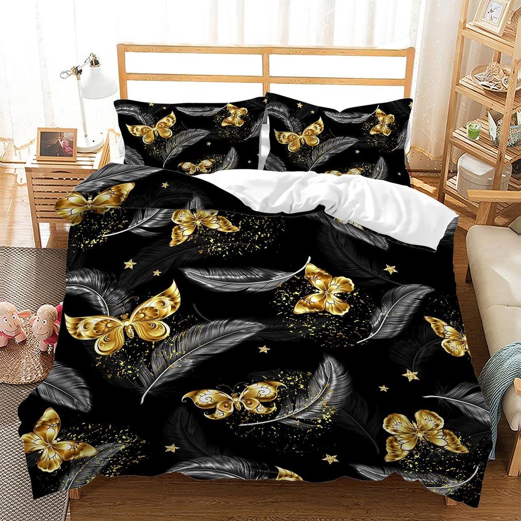 Beautiful Butterfly Duvet Cover Set Twin King SizeButterfly Floral Print Bedding Set for Girls WomenBoho Style Comforter Cover