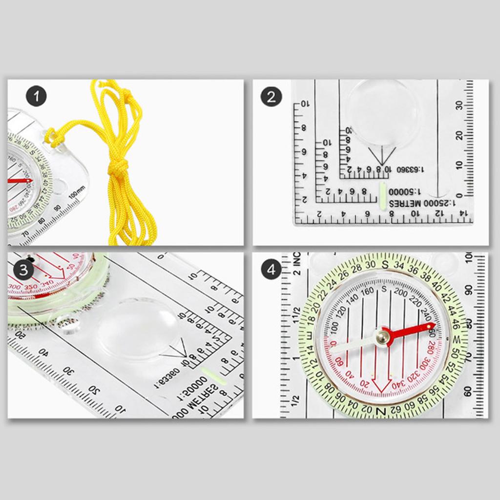 Practical Outdoor Compasses Acrylic Orienteering Compasses with Scale Hiking Backpacking Compasses for Map Reading