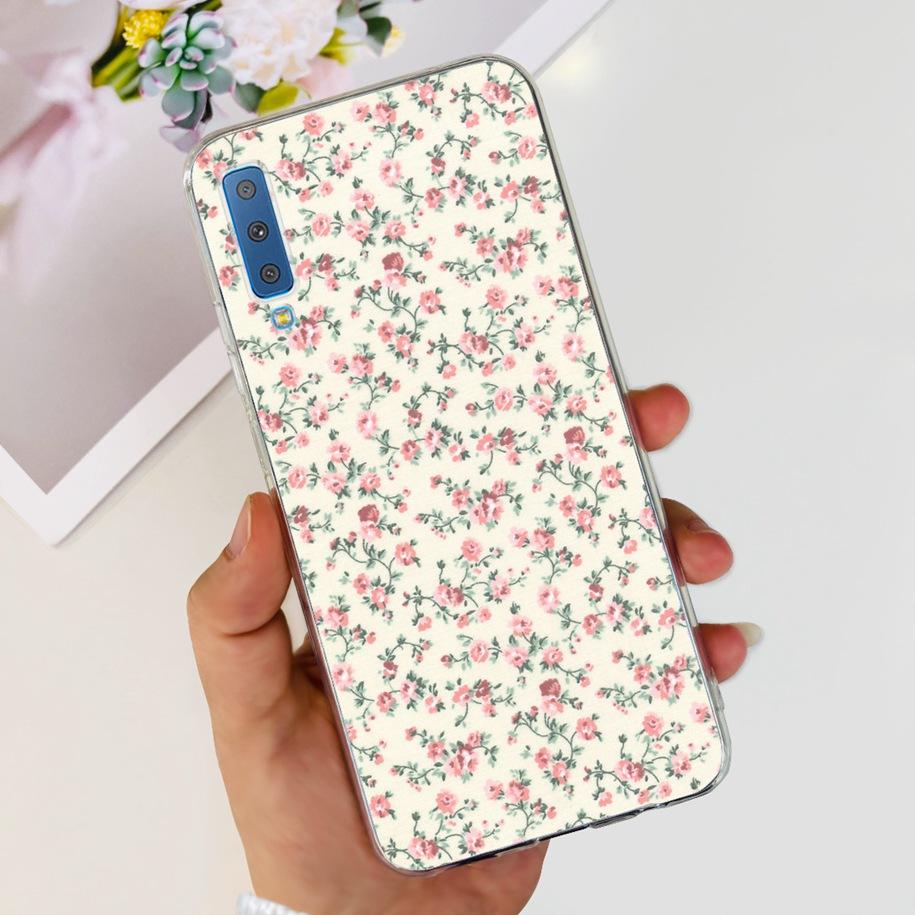 For Cover Samsung Galaxy A7 2018 Case New Fashion Flower Bumper Soft Silicone Phone Case For Samsung A7 2018 A750 SM-A750F Coque