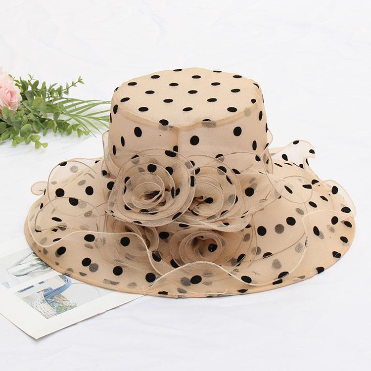 2025Newest Hot Fashion 1Pcs Mesh Ruffles Flower Women Kentucky Derby Wide Brim Wedding Church Occasional Organza Sun Hat