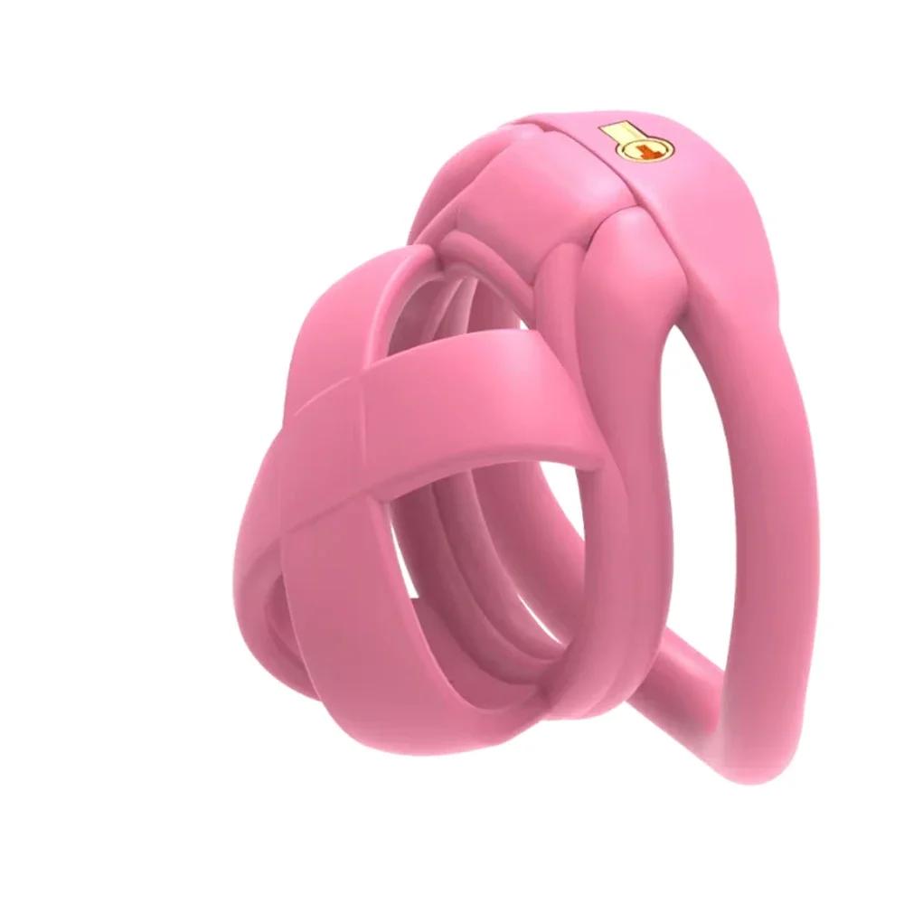 Ergonomics Small Male Chastity Cage Pink Chastity Device Invisible Lock for Man Penis Exercise Bondage Gear Cock Cage Sex Toys