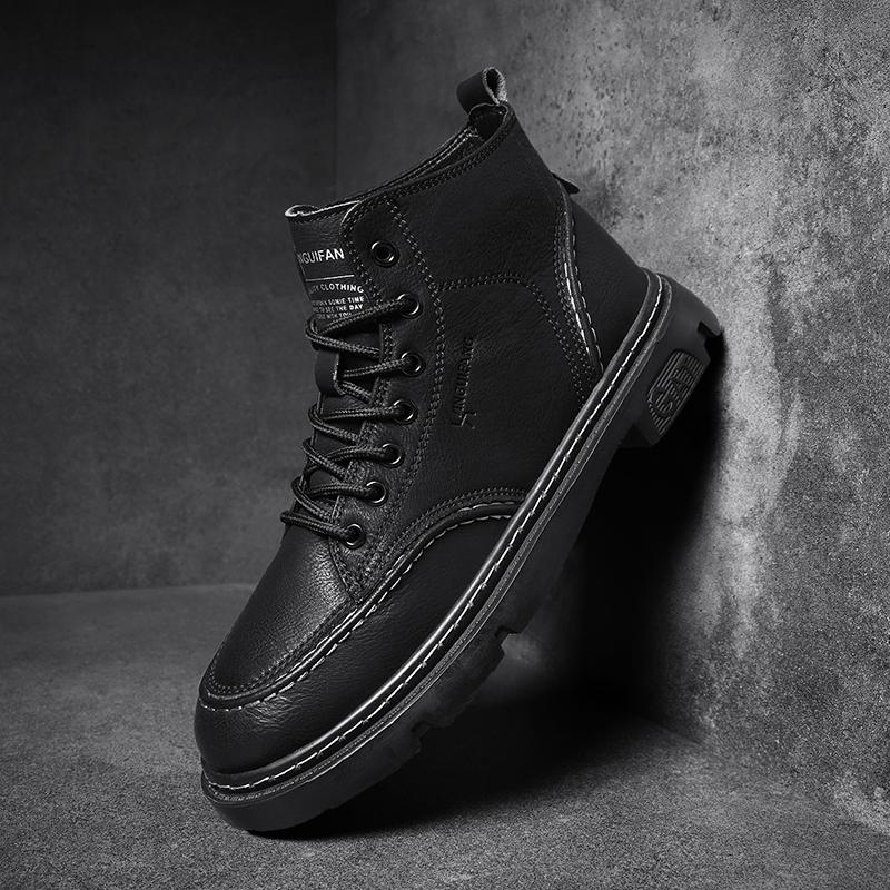 Новые модные осенние и зимние мужские высокие ботинки martin для студентов трендовые рабочие туфли на мягкой подошве для мальчиков кроссовки Martin с защитой труда 39 2913₽