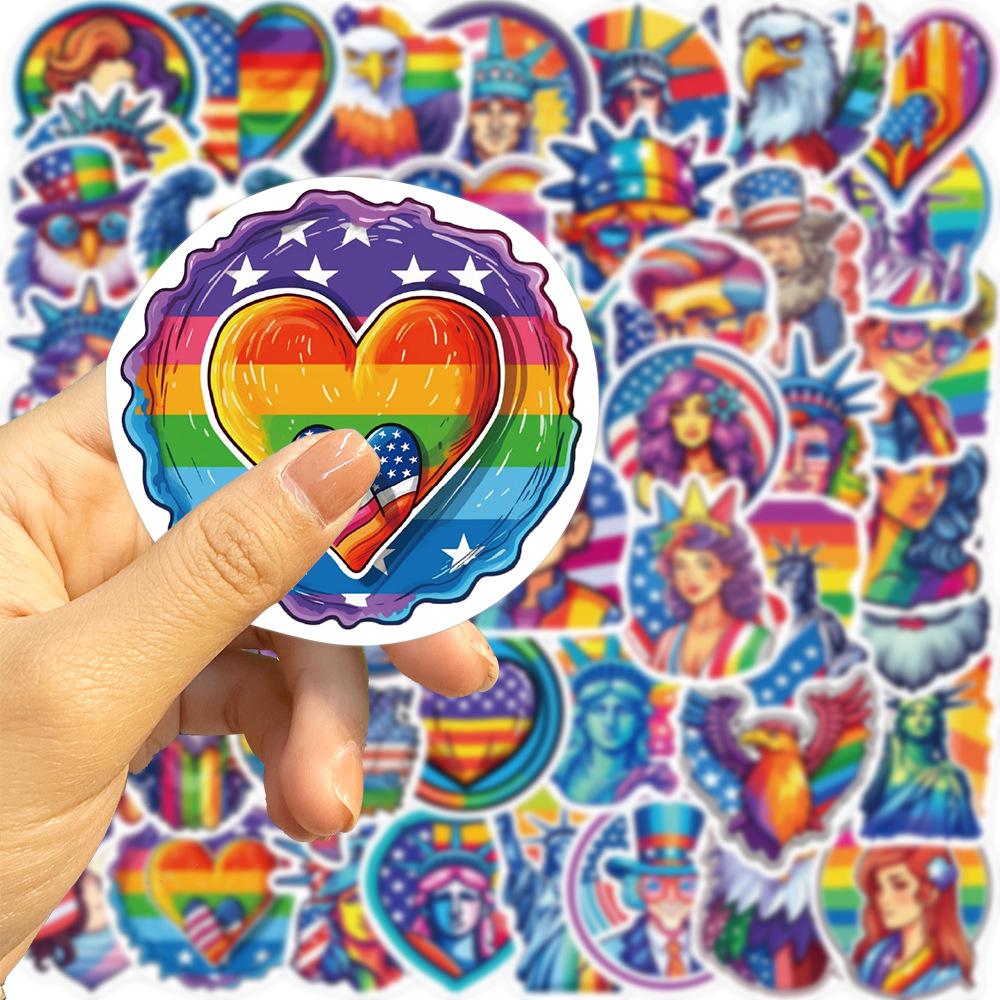 50 Cartoon Colorful Independence Day Graffiti Stickers Personalized Decorative Guitar Notebook Suitcase DIY Waterproof