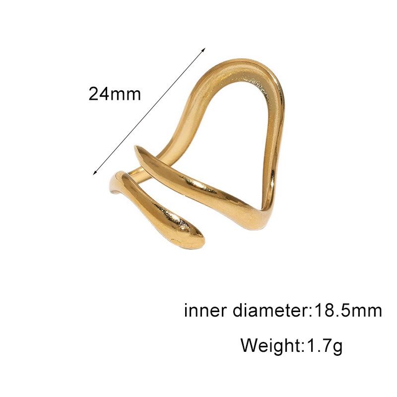 Water Drop Snake Shape Stainless Steel Geometric Ring - Non-Fading Open Design