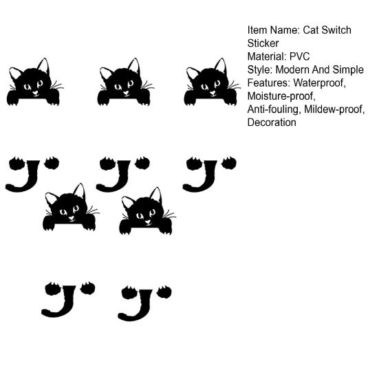 5 Pcs Cute Cat Light Switch Sticker Little Black Cat Animal Switch Decals Removable DIY Wall Art Mural for Baby Nursery Room