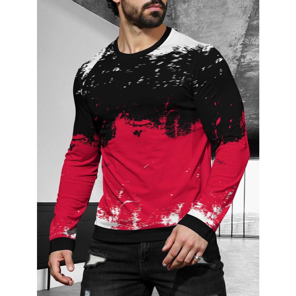 Men's Long Sleeved Casual Simple Style Fashionable Versatile Comfortable Casual Plus Size Men's T-shirt