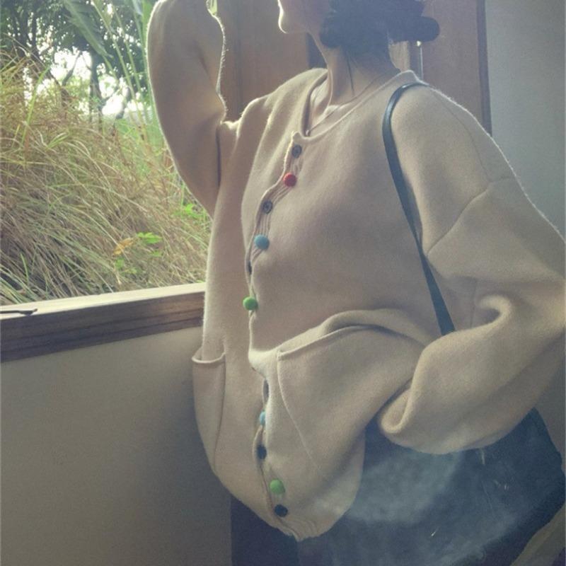 Cardigan lavorato a maglia taglia grande Autunno e Inverno Nuovo Retro Giacca maglione larga