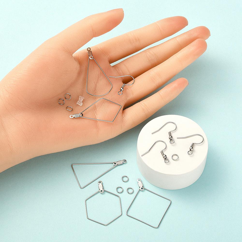 DIY Handmade Earrings Jewelry Kit: Stainless Steel Large Ear Hooks & Materials for Self-Made Drops