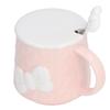 400ml Cute Bowknot Ceramic Tea Milk Water Cup Coffee Mug with Lid Stainless Steel Spoon for Home Holiday Gifts