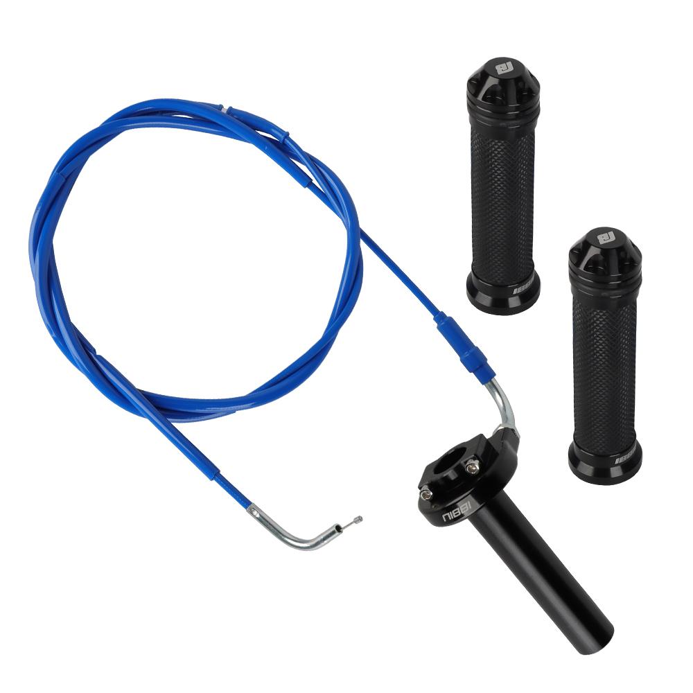 NIBBI Motorcycle Handle CNC Throttle Twist Grips Handguards 180cm Throttle Cable Accelerator Set for GY6 Engine Scooter DirtBike