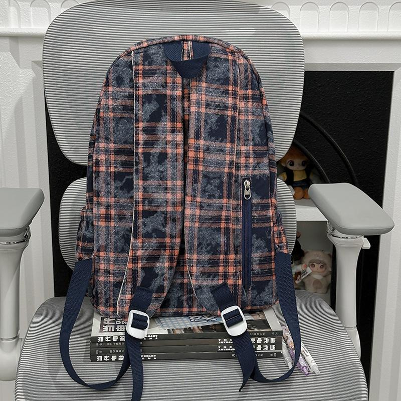 Schoolbag Japanese ins autumn and winter retro plaid schoolbag female British college style college student class travel versatile backpack