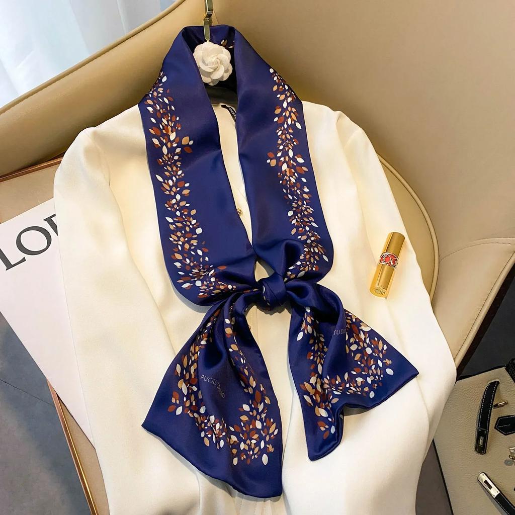 17*150cm Ribbon Silk Scarfs Female Luxury Design Hair Band Skinny Scarf Neck Ties Women Bag Scarves Neckerchief Foulard Lady