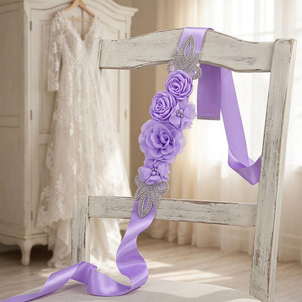 5 Flowers Wedding Flower Waistband Creative Floral Applique Sash Bridal Dress Accessories