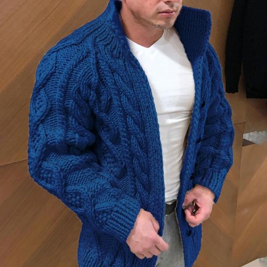 Pletený svetr Strečový Dlouhý rukáv Stojáček Kroucená textura Termální svetr Kabát na zimu