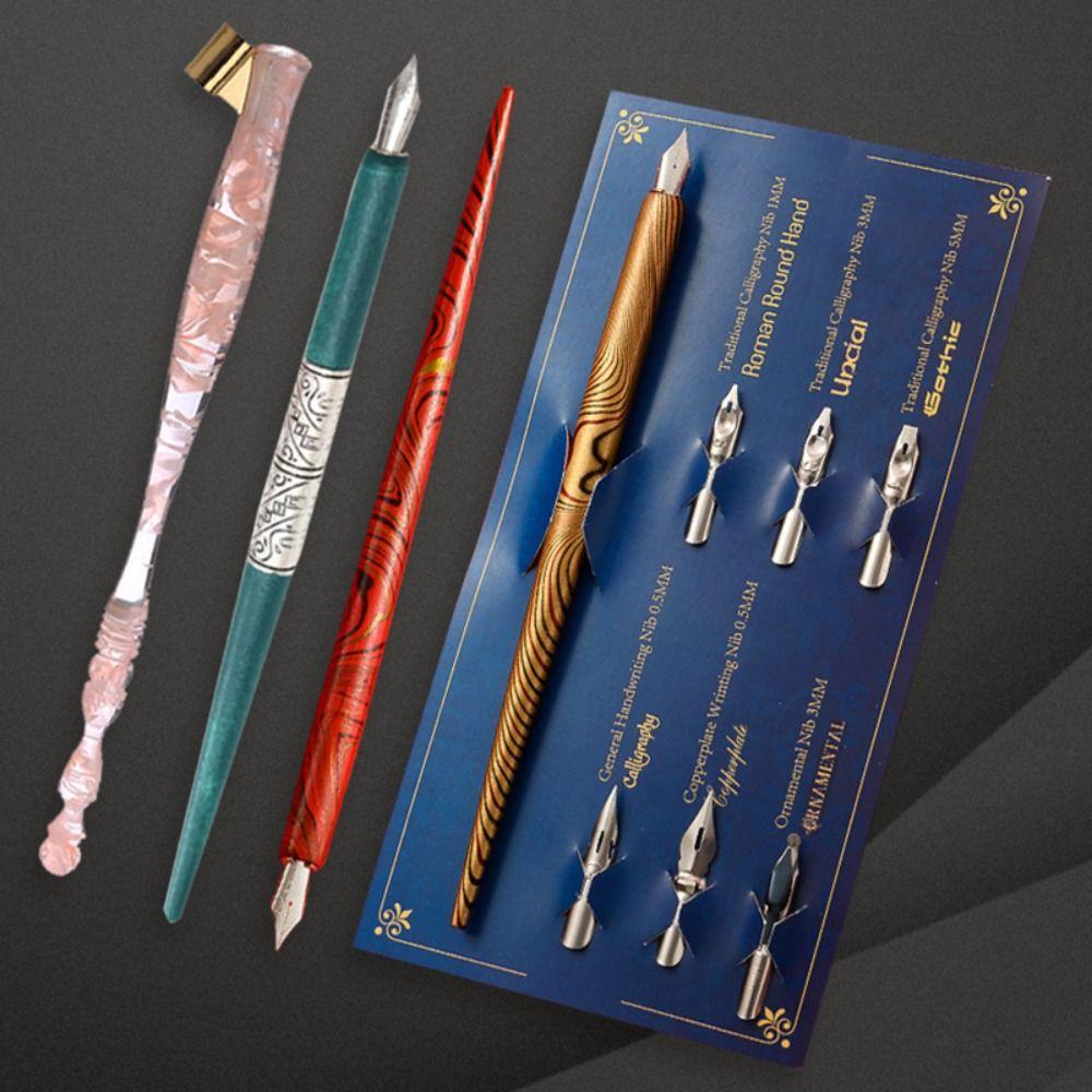 Stainless Steel Tip Dip Pen Kit With Holder Comic Dip Pen Portable Signature Pen  Students