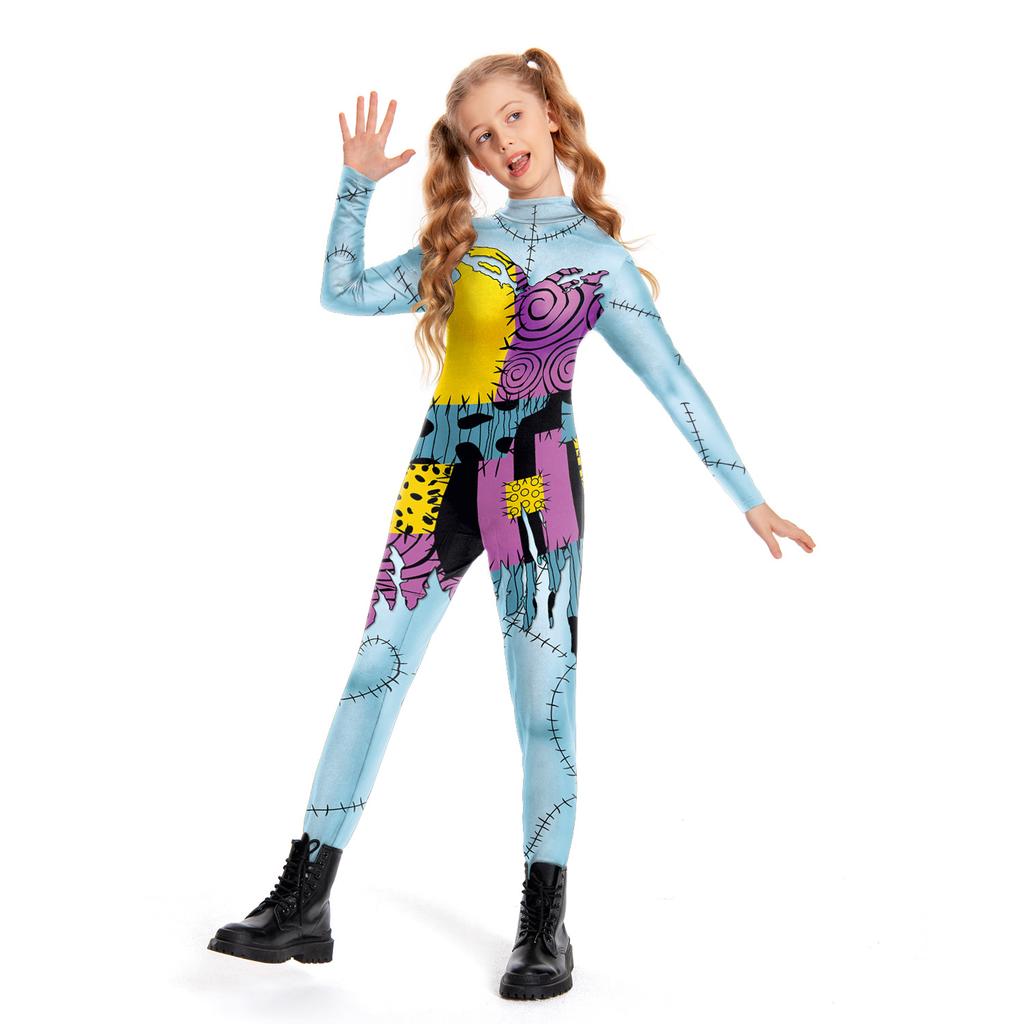 Christmas Horror Sally Cosplay Costume Halloween Zombie Funny Party Dresses Jumpsuit Leggings Mom Daughter Parent-Child Outfit