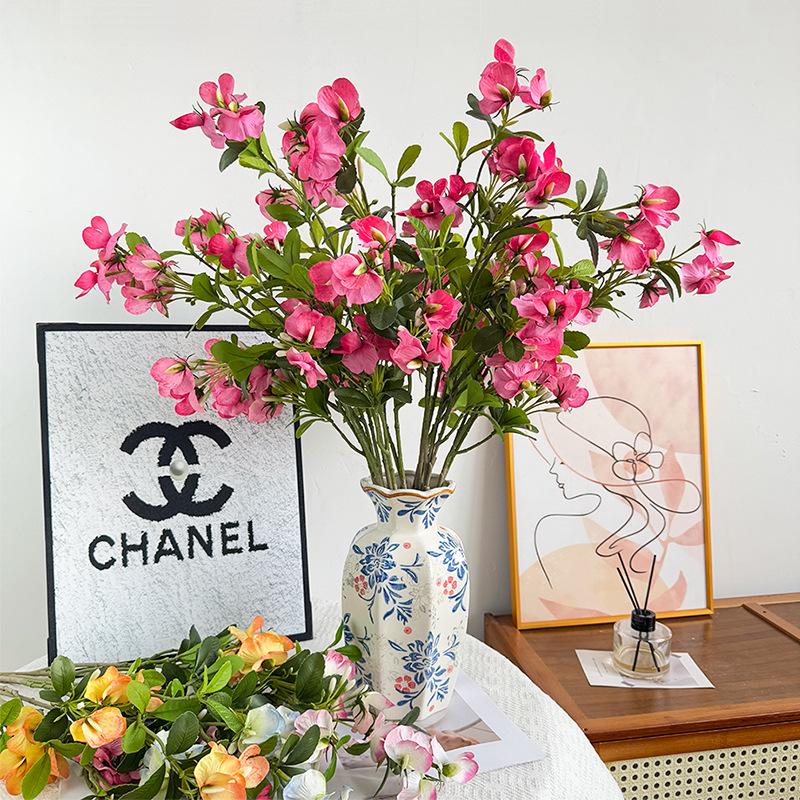 Pea Flower Scented Silk Faux Flowers for High-Class Living Room Decor & Photography Props