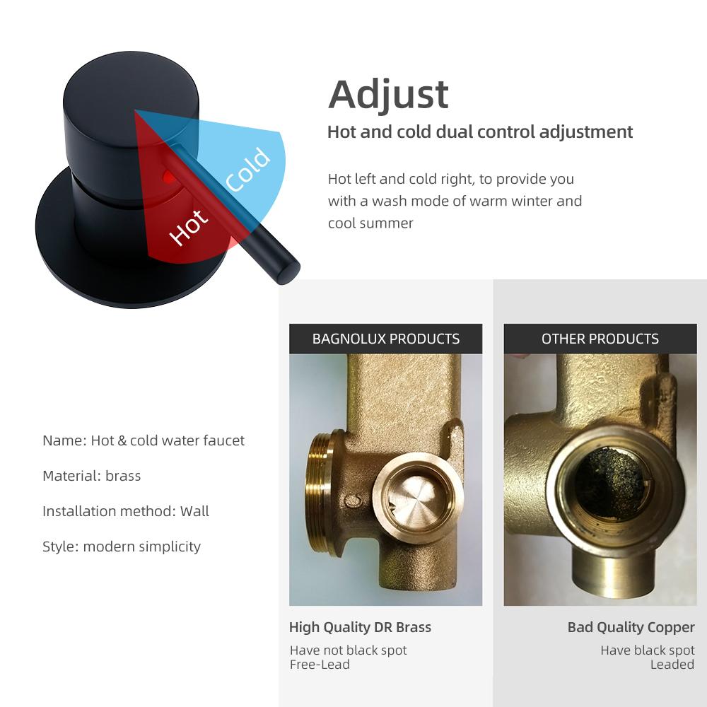Duschmischer Duschset Warm & Kalt 2-Wege-Umsteller Duscharmatur Massives Messing Mit 150MM/210MM/260MM Wanneneinlauf Mischduschset