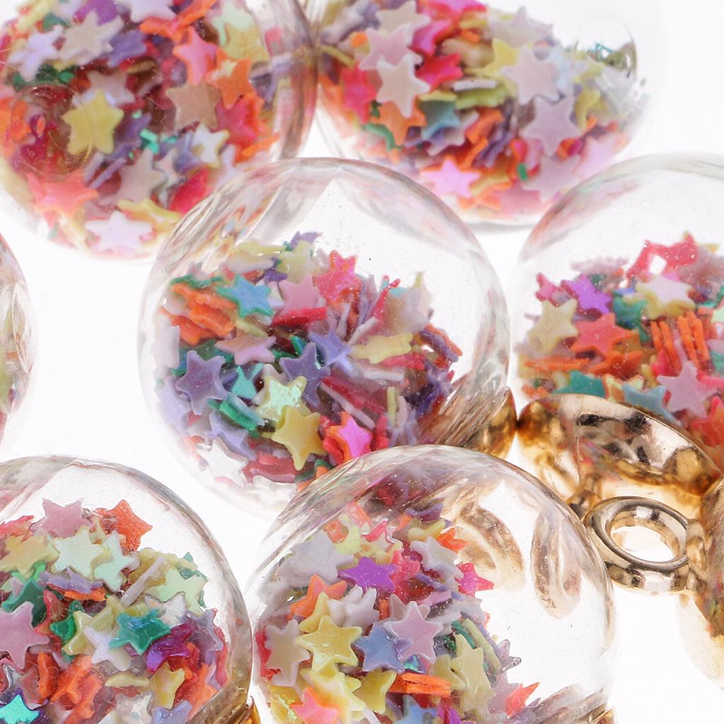 10 stykker 16 mm Tiny Star Glass Ball Charms Pendant DIY Craft rosa