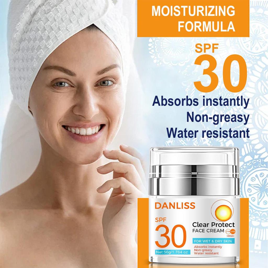 Clear Protect Face Cream-Moisturizes And Helps Protect Against The Sun For 48 Hours-Suitable For All Skin Types, 50g