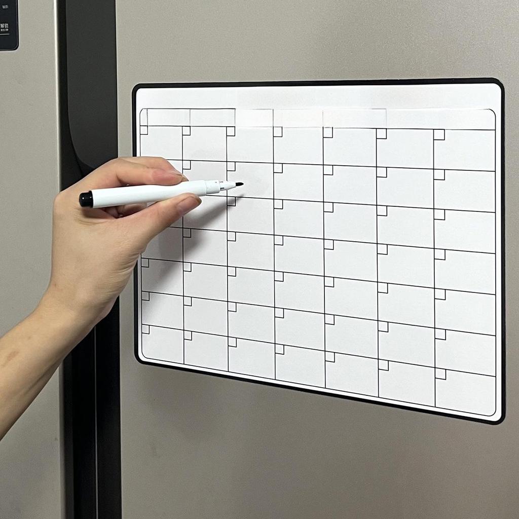 Planificator Săptămânal Lunar Magnetic Șters & Autocolant Memo Tablă Albă pentru Frigider