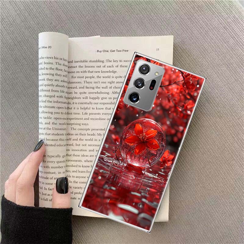 Schneefall Rote Pfirsichblüten Handyhülle Für Samsung Galaxy S25 Edge S24 S23 FE S22 S26 Ultra S21 S20 S10 Plus Capa Weich