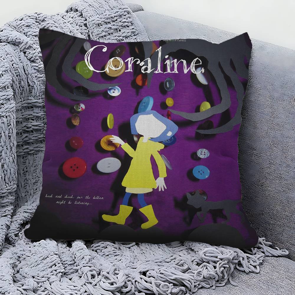 Anime Movie Coraline Classic Anime Pillow Cushion Cover Pillowcase Living Room Sofa Home Decor Customized