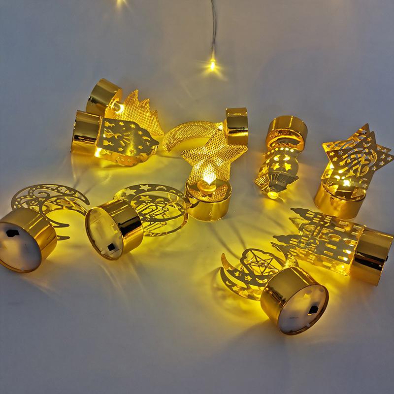 Islamische Ramadan Lampendekorationen 2026 Muslimischer Halbmond Kerze LED Lampe Stern und Mond Laternen Desktop Partyzubehör Muslimisches Geschenk