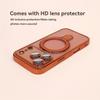 Transparent Plating Wireless Charging Magnetic Case for IPhone 17 16 15 14 13 Pro Max with Lens Protection Bracket Back Cover