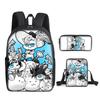 The Battle Cats Rucksack Dreiteiliges Set für Kindergartenkinder, Rucksack mit großem Fassungsvermögen, Umhängetasche, Federmäppchen