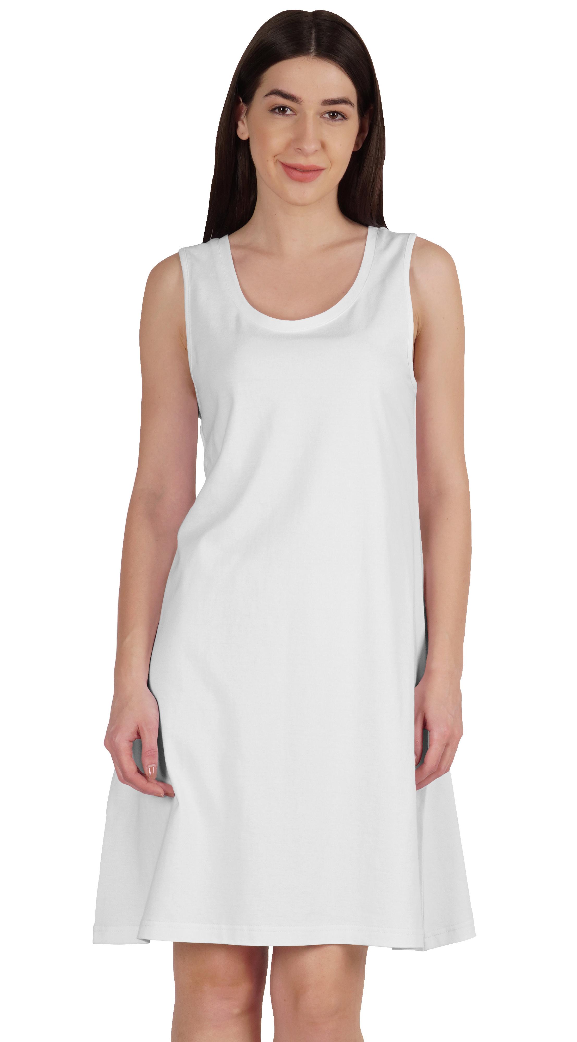 

Inkmeso Sleeveless Plain Swing Dress For Women Knee Length A-line Summer Casual XXL білий