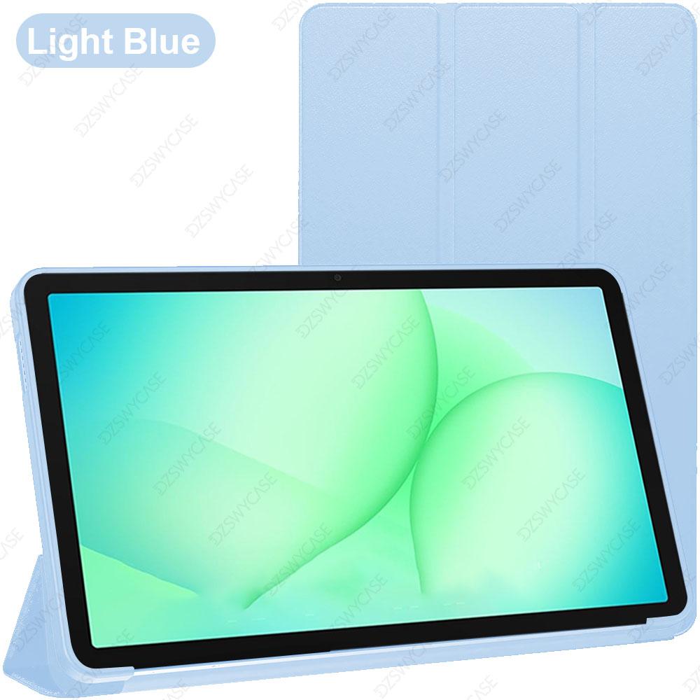 Silikonowe Etui do Samsung Galaxy Tab A9/A11 8,7 cala SM-X110 X130, Smukłe Etui z Klapką i Trójwarstwowym Stojakiem, Wsparcie Automatycznego Uśpienia/Wybudzania