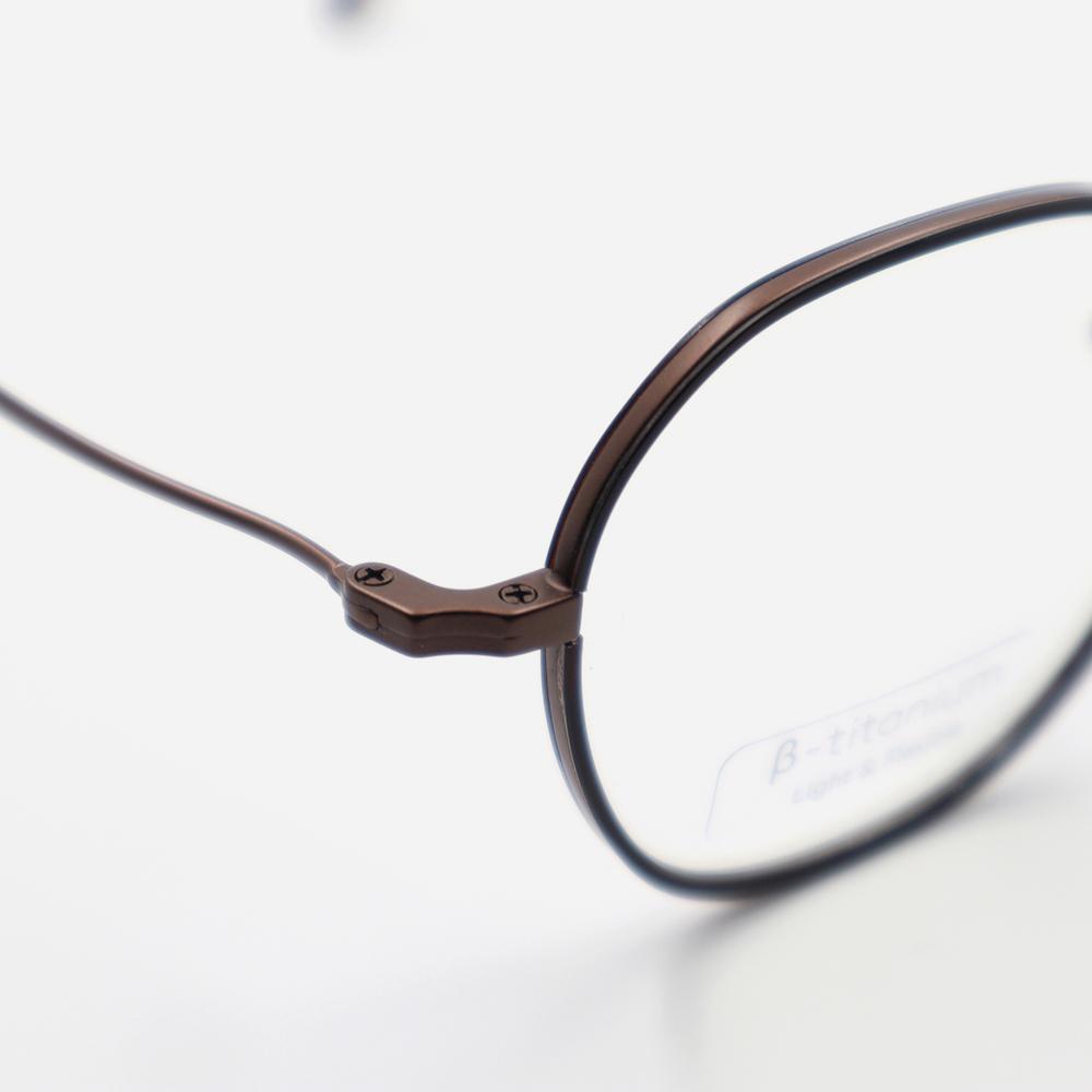 Alloaiweeo [Nose Saddle] Al8205 1016M Nose Saddle Titanium Octagon Antique Brown Eyeglass Frame