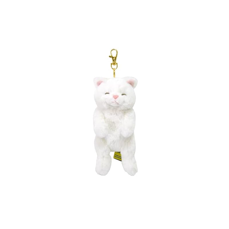 Sunlemon Knee Cat Sleeping Keychain Persian White 8 x 10 x 24 cm Bag Charm Keychain Cute Animal Cat P-1963