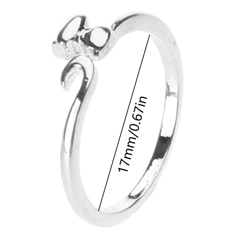 Adjustable Open Rings for Women Lovely Cat Long Tail Finger Rings Knitting Crocheting Joint Rings Jewelry Accessories