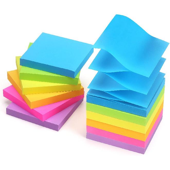 Early Buy Pop Up Sticky Notes 3x3 Refills Self-Stick Notes 6 Pads, 6 Bright Colors, 100 Sheets/Pad (6 Bright)