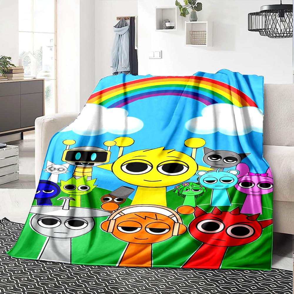 Coperta stampata a tema Sprunki - Perfetta per divano, letto, viaggi e uso all'aperto | Lavabile in lavatrice, accogliente e resistente.