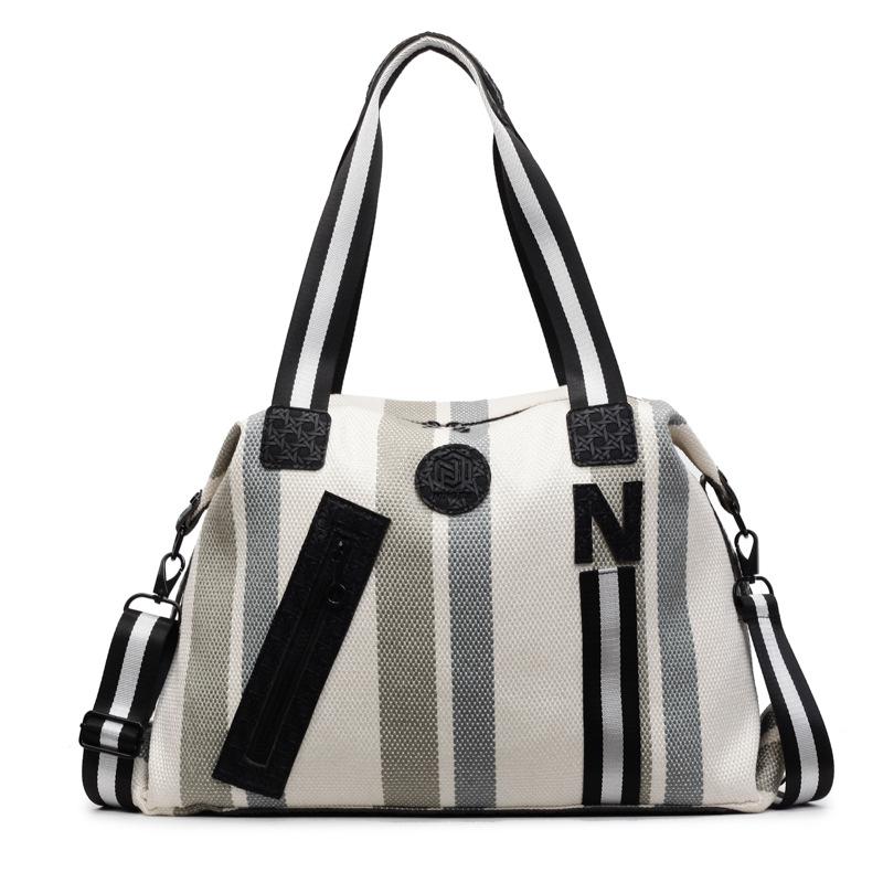 Contrasting Color Short Trip Bag, High-end Retro Boarding Bag, Striped Fashion Fitness Yoga Bag, Tide Commuting