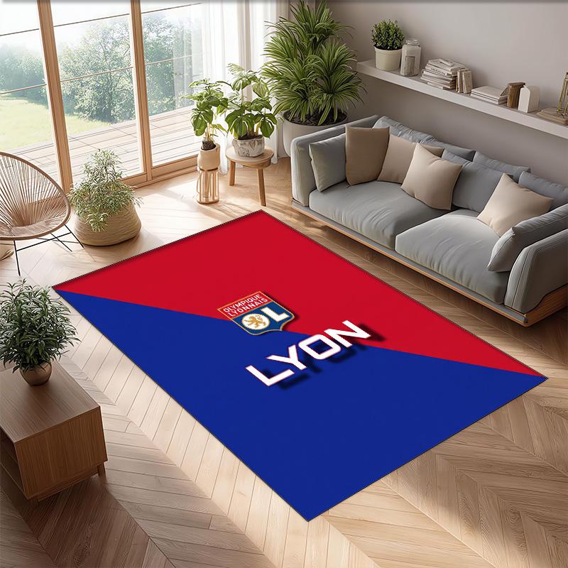Lyon FC Soccer Football Pattern Soft Area Rug Non Slip Indoor Floor Carpet Sports Decor Mat for Bedroom