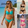Solid Color Bikini Women Set, Summer Two Piece Swimsuit, Halter Tie Underwire Top Pool Party & High Cut Bottom, Sexy Bathing Suit for Beach