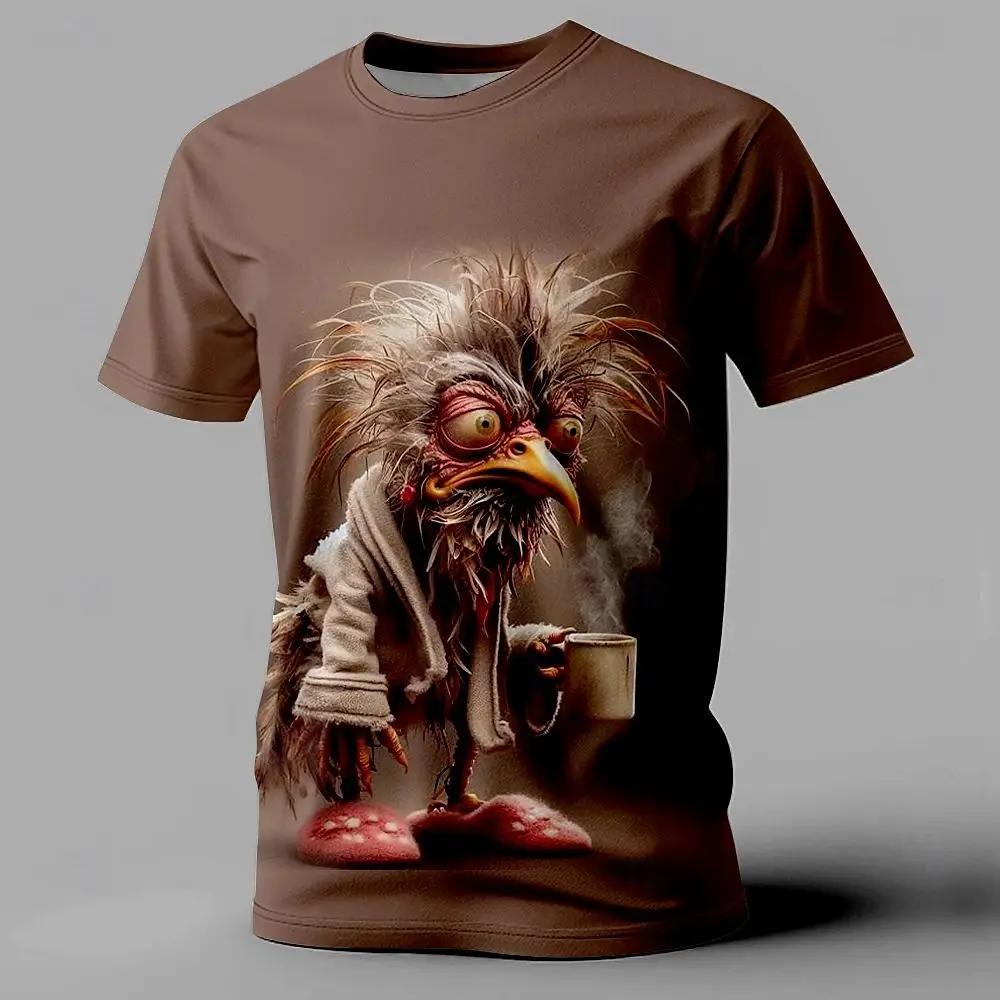 Funny Men's T Shirt Animal Chicken Print Summer Casual Short Sleeve Tee Street Fashion O-Neck Pullover Men's Oversized Clothing