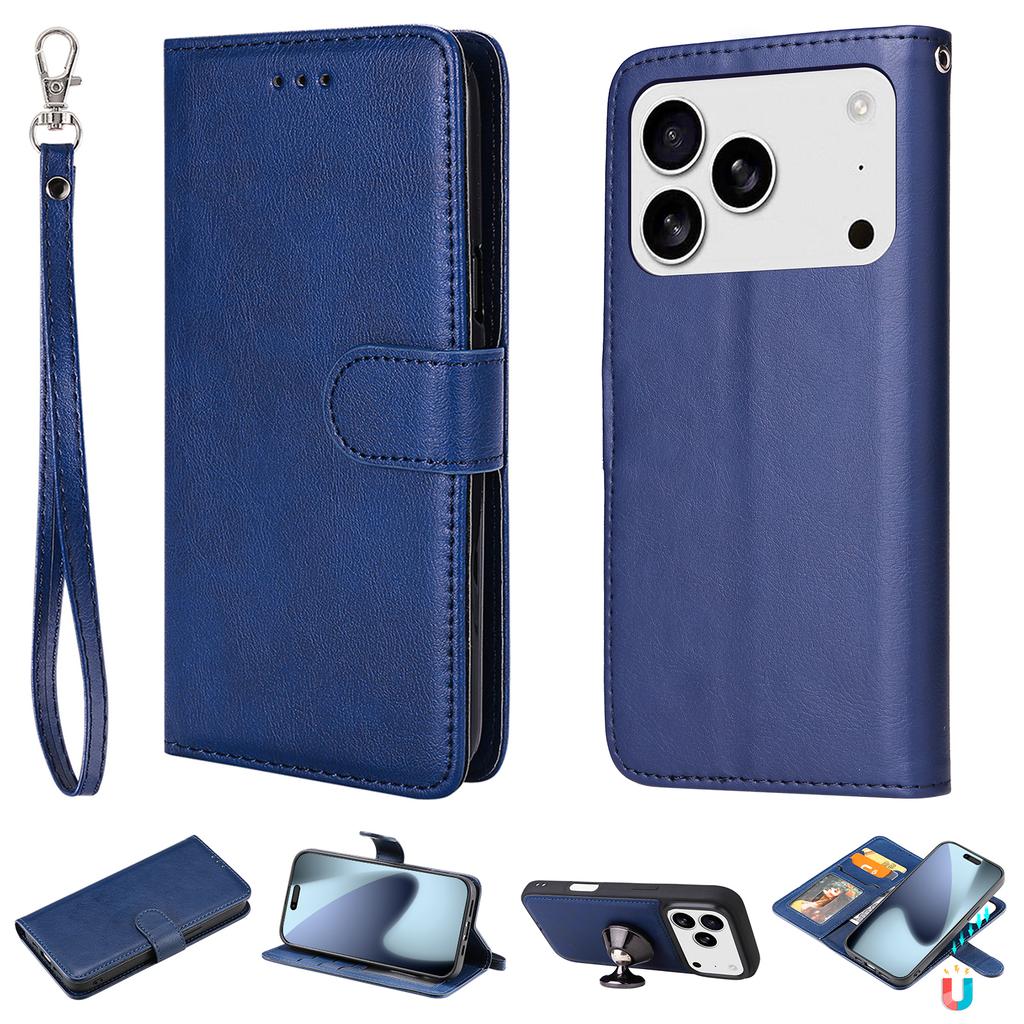 For iPhone 17 Pro Case 2 In 1 Detachable Magnetic Leather Wallet Mobile Cover with Strap