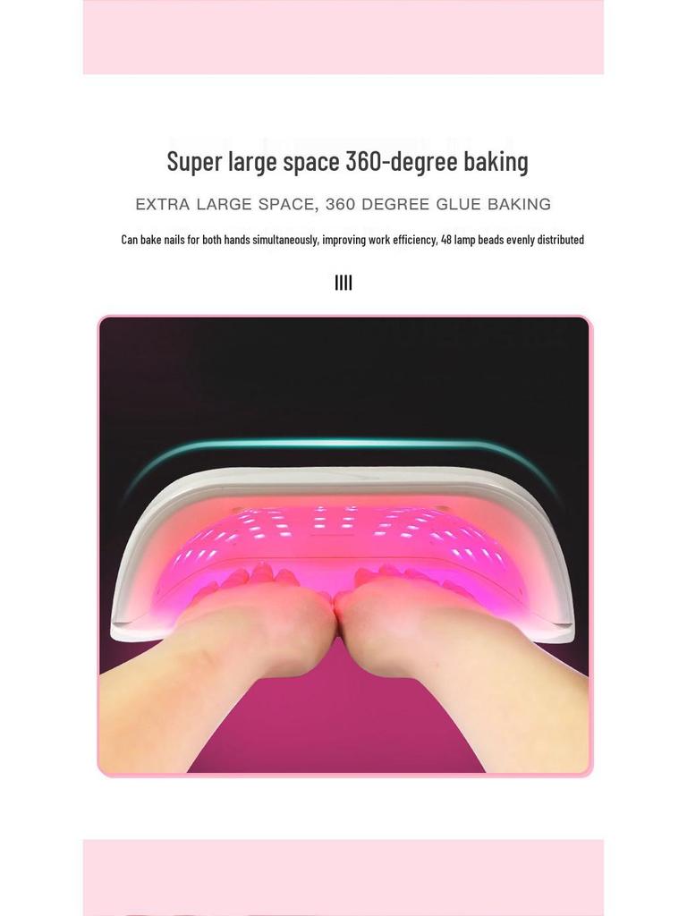 96W Red Light Nail Lamp with Double Hand Sensor - Fast Dry Gel Polish Phototherapy Machine for Salon Use, Painless & No Blackening.